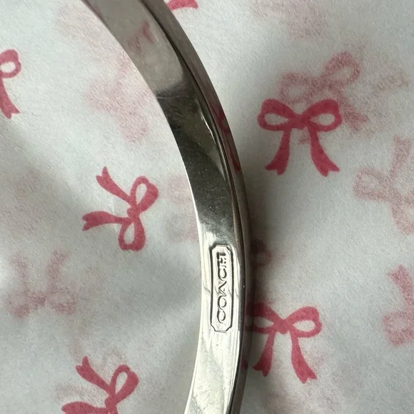 Coach Silver-Tone Signature Link Bangle Bracelet - Picture 4 of 4